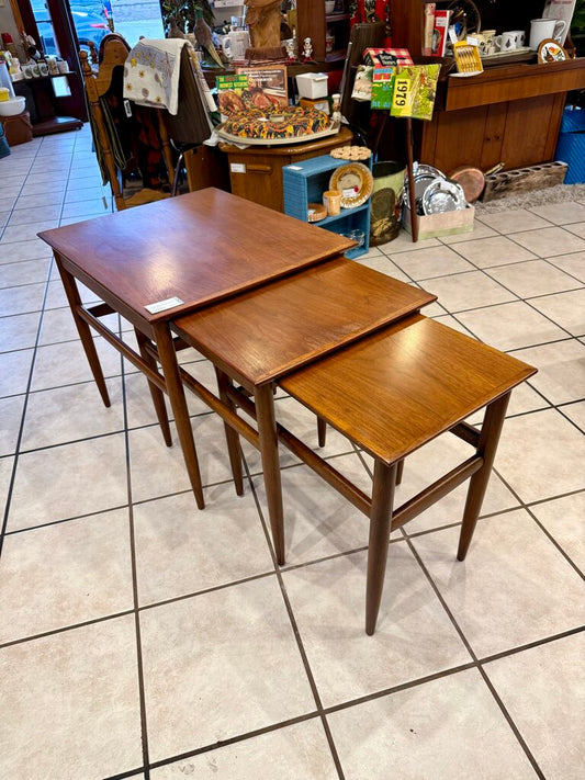 Vintage 1950s Danish Teak Nesting Tables - set of 3 (some imperfections)