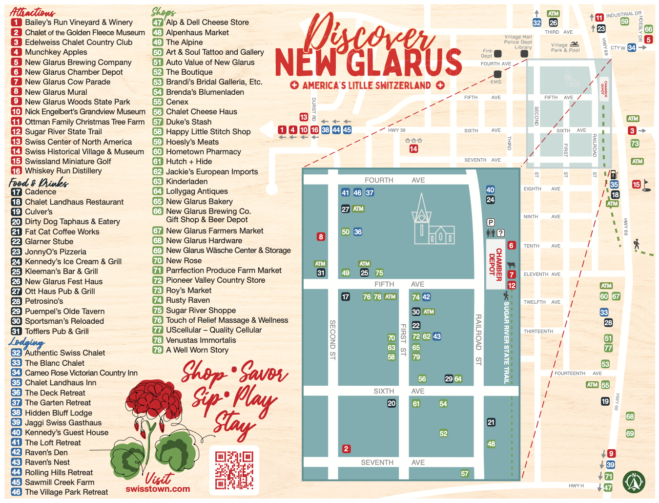 New Glarus City Map